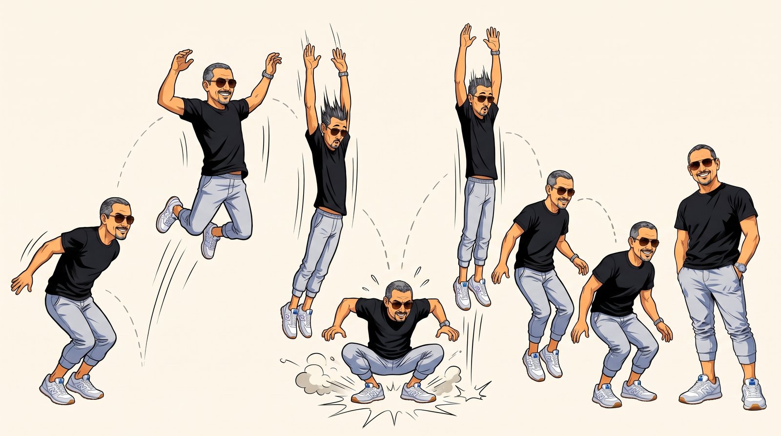 Personaje estirado en el aire y aplastado al tocar el piso